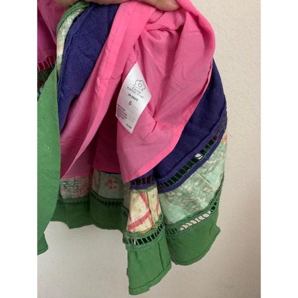 FARM Rio Patchwork Rainbow Mixed Tiered Midi Skirt Tropical Print size S NWT - Picture 4 of 10
